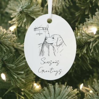 Funny Dog Lover Season's Greetings Christmas Metal Ornament
