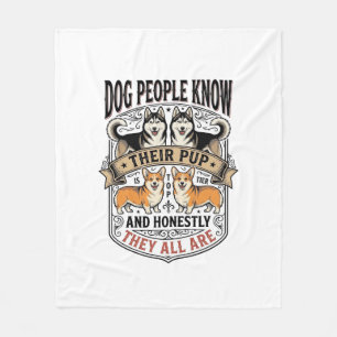Funny Dog Lover Shirt with Vintage Puppy Debate De Fleece Blanket