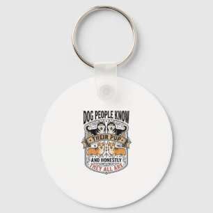 Funny Dog Lover Shirt with Vintage Puppy Debate De Keychain