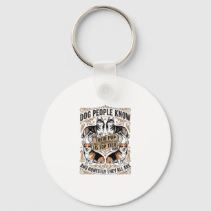 Funny Dog Lover Shirt with Vintage Puppy Debate De Keychain