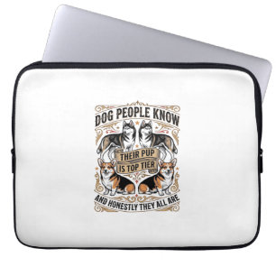 Funny Dog Lover Shirt with Vintage Puppy Debate De Laptop Sleeve