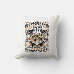 Funny Dog Lover Shirt with Vintage Puppy Debate De Throw Pillow
