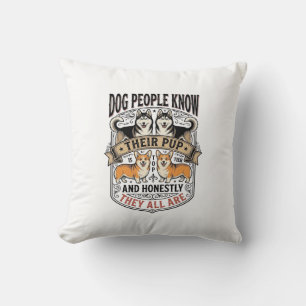 Funny Dog Lover Shirt with Vintage Puppy Debate De Throw Pillow