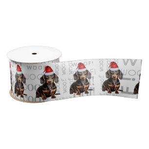 Funny Dog Lover Smooth Coat Dachshund Santa Satin Ribbon