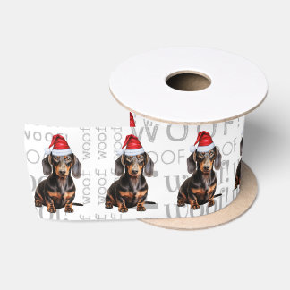 Funny Dog Lover Smooth Coat Dachshund Santa Satin Ribbon