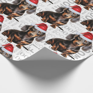 Funny Dog Lover Smooth Dachshund in a Santa Hat Wrapping Paper