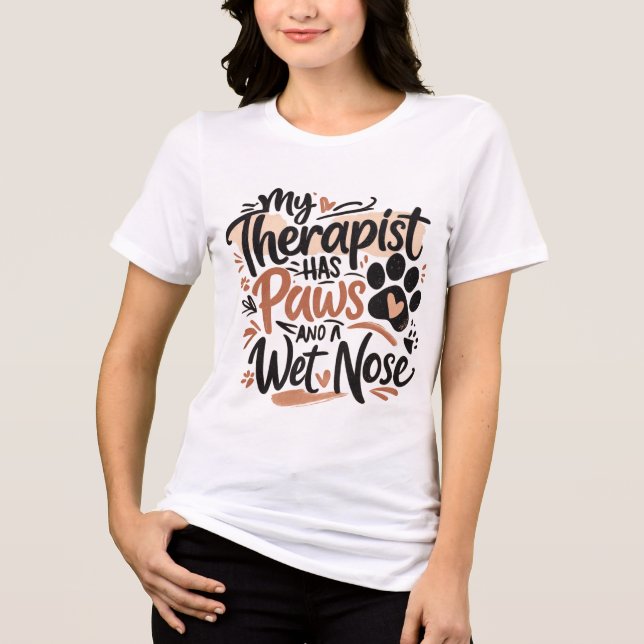 Funny Dog Lover Typography Paw Quote Tri-Blend Shirt (Front)