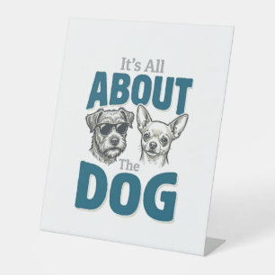 Funny Dog Lover Vintage Engraving Graphic_1 Pedestal Sign