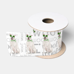 Funny Dog Lover White Pit Bull Winter Scarf Satin Ribbon