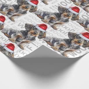 Funny Dog Lover Wirehair Dachshund in a Santa Hat Wrapping Paper