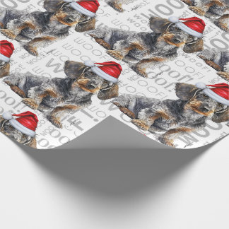 Funny Dog Lover Wirehair Dachshund in a Santa Hat Wrapping Paper