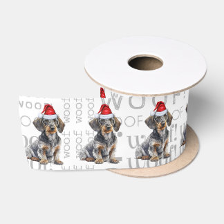 Funny Dog Lover Wirehaired Dachshund Santa Satin Ribbon