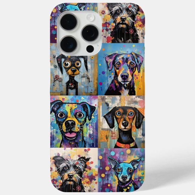 Funny Dog Lovers Animal Pet Portrait Cute Mosaic Case-Mate iPhone Case (Back)