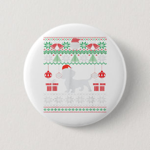 Funny Dog lovers Dachshund Santa Hat Ugly Christma 2 Inch Round Button