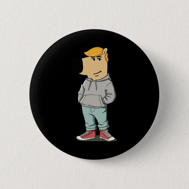Funny Dog Meme Trump Hat Make Great Again  2 Inch Round Button (Front)