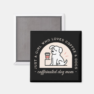 Funny dog mom and coffee lover retro aesthetic magnet
