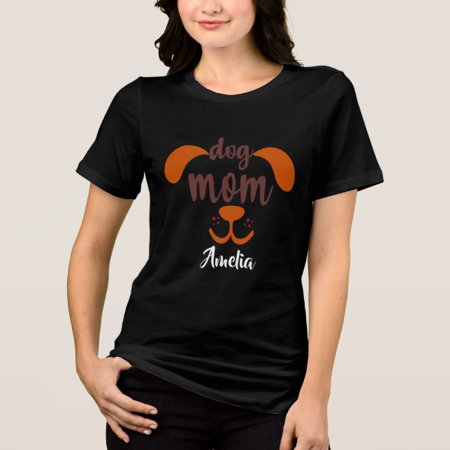 Funny Dog Mom Custom Script Name  Tri-Blend Shirt (Front)