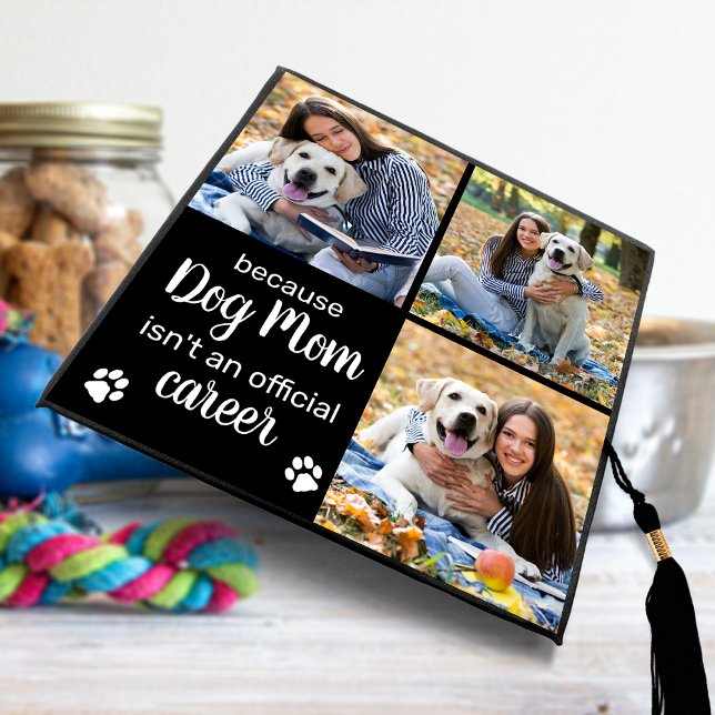 Funny Dog Mom Personalized Photo Collage Graduation Cap Topper (Creator Uploaded)
