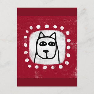 Funny Dog On Red Postcard