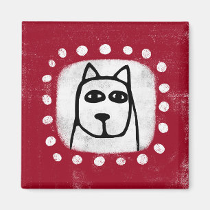 Funny Dog On Red Refrigerator Magnet