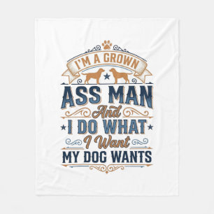 Funny Dog Owner Quote Vintage Vector Design_1 Fleece Blanket