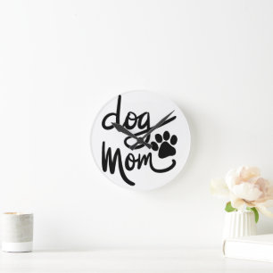 Funny Dog Paw Dog Mom Round Clock