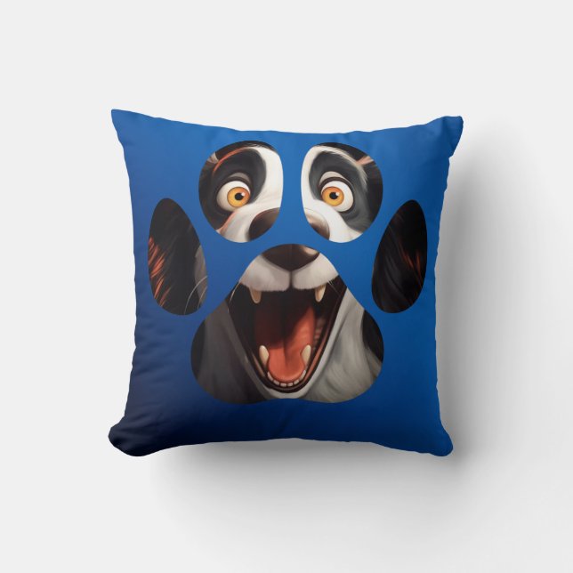 Funny Dog Paw Face Throw Pillow (Front)