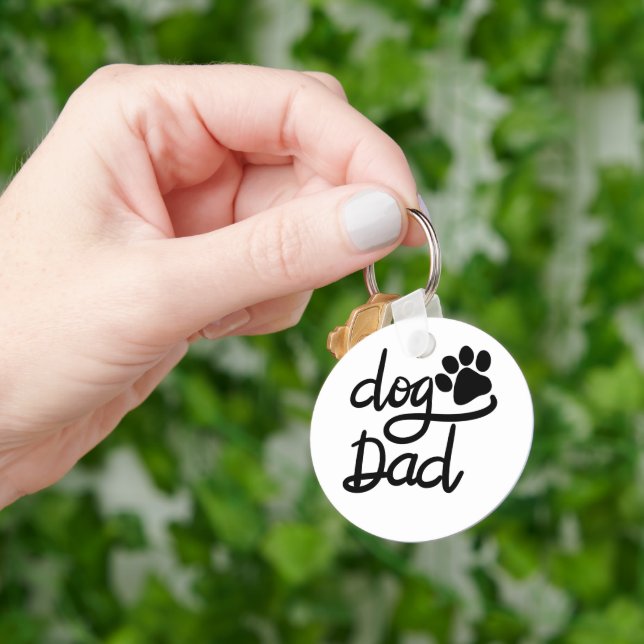 Funny Dog Paw Print Dog Dad Keychain (Hand)