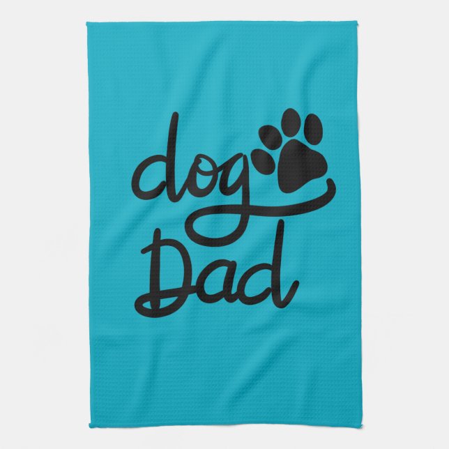 Funny Dog Paw Print Dog Dad Kitchen Towel (Vertical)
