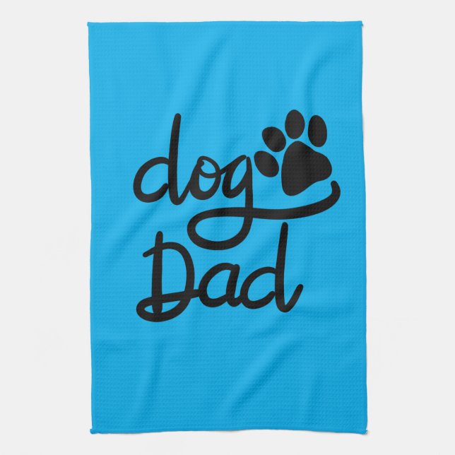 Funny Dog Paw Print Dog Dad Kitchen Towel (Vertical)