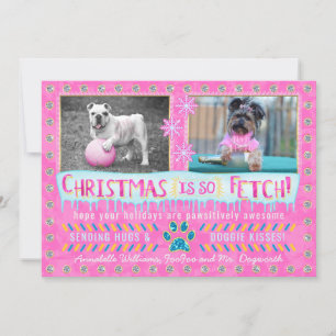 Funny Dog Pet Christmas Holiday Photo   So Fetch Card