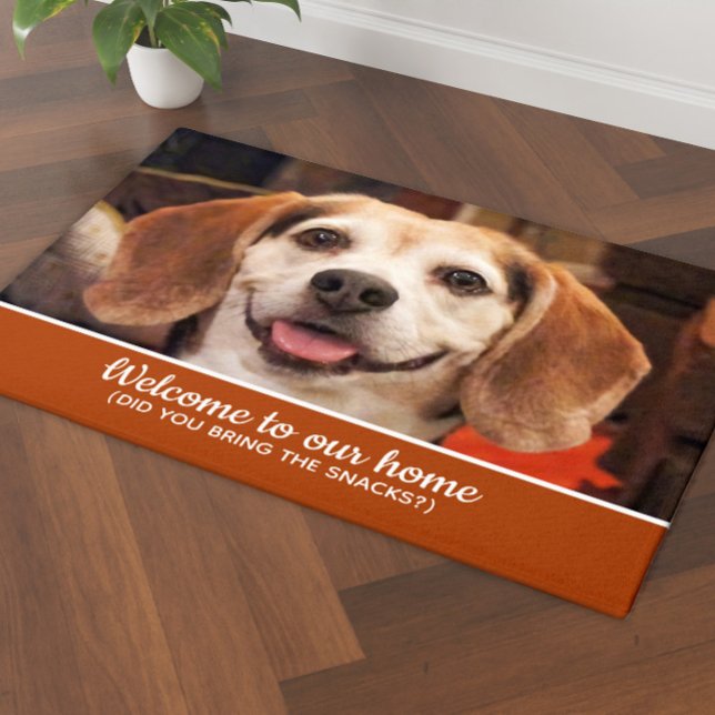 Funny Dog Photo Did You Bring Snacks Welcome Rust Doormat (Creator Uploaded)