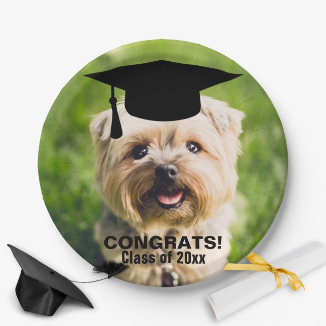 Funny Dog Photo Graduation Personalized Class of Paper Plate (Creator Uploaded)