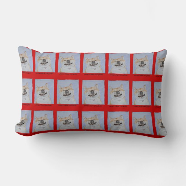 funny dog picture of akita smiling lumbar pillow (Front)