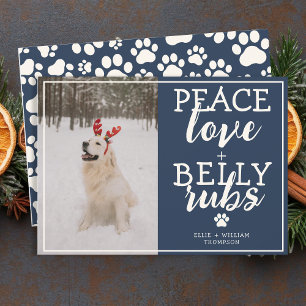 Funny Dog Picture Personalize Blue Christmas Photo Holiday Card