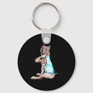 Funny Dog Pitbull I Love Mom Tattoo Dog Lovers Gif Keychain