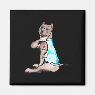 Funny Dog Pitbull I Love Mom Tattoo Dog Lovers Gif Magnet