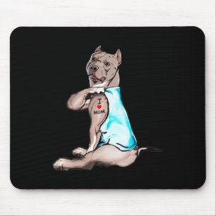 Funny Dog Pitbull I Love Mom Tattoo Dog Lovers Gif Mouse Pad