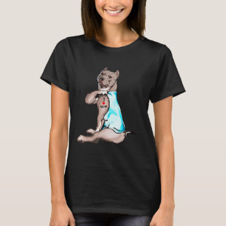 Funny Dog Pitbull I Love Mom Tattoo Dog Lovers Gif T-Shirt