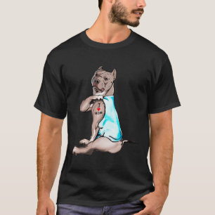 Funny Dog Pitbull I Love Mom Tattoo Dog Lovers Gif T-Shirt