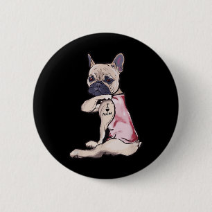 Funny Dog Pitbull I Love Mom Tattoo Gift Mom Women 2 Inch Round Button
