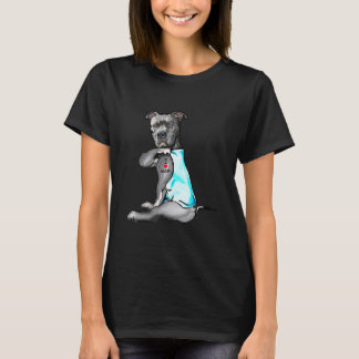 Funny Dog Pitbull I Love Mom Tattoo Gift T-Shirt