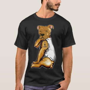Funny Dog Pitbull I Love Mom Tattoo Mother S Day T-Shirt
