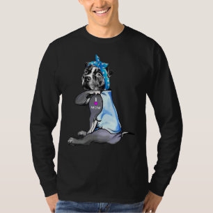 Funny Dog Pitbull I Love Mom Tattoo      T-Shirt