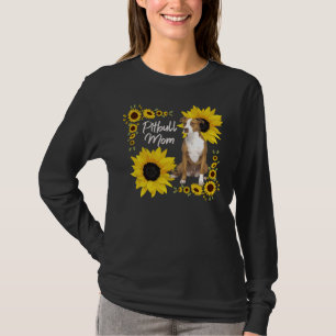 Funny Dog Pitbull Mom Sunflower For Women T-Shirt