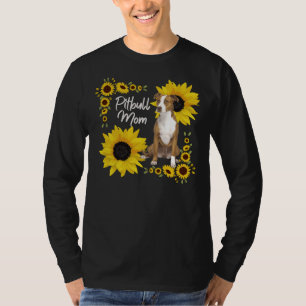 Funny Dog Pitbull Mom Sunflower For Women T-Shirt