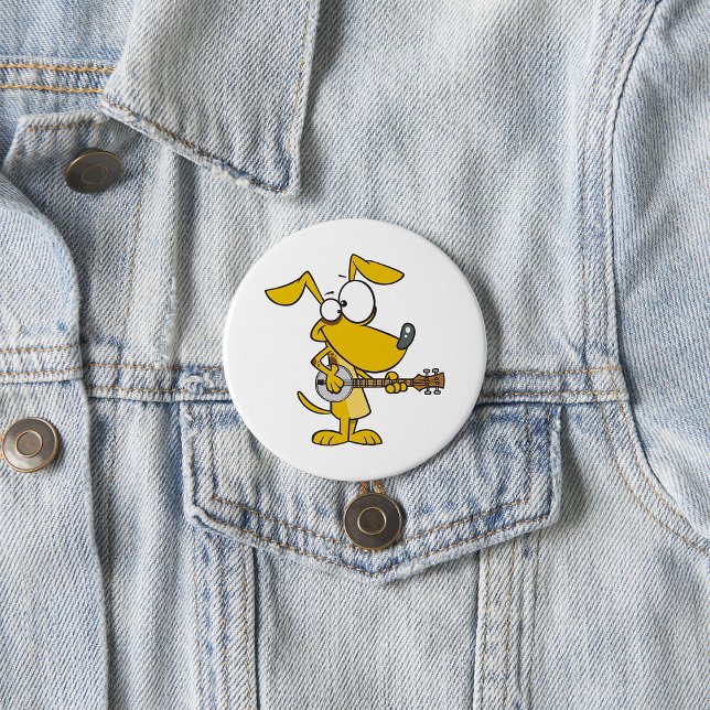 Funny Dog Playing Banjo Music 3 Inch Round Button (Creator Uploaded)