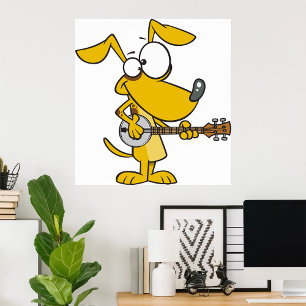 Funny Dog Playing Banjo Music Poster