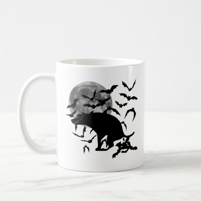 Funny Dog Pooping Bats Coffee Mug (Left)