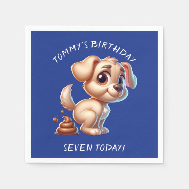 Funny Dog Pooping Personalized Napkin (Front)